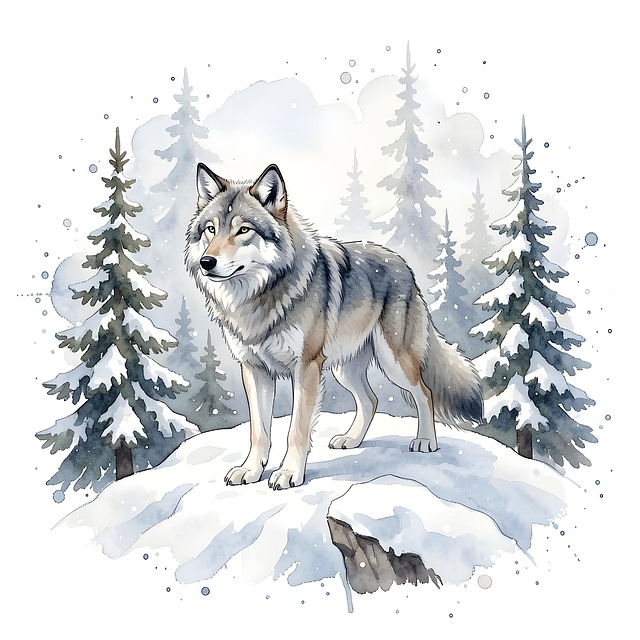 Download free HD stock image of Wolf Winter Free wolf winter nature illustration