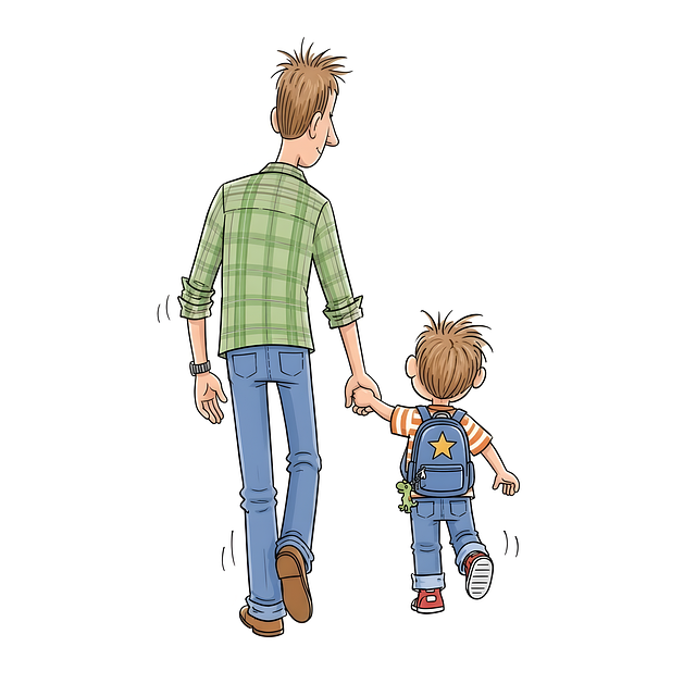 Free father son holding hands illustration