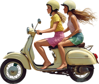 Free Scooter Girls illustration and picture