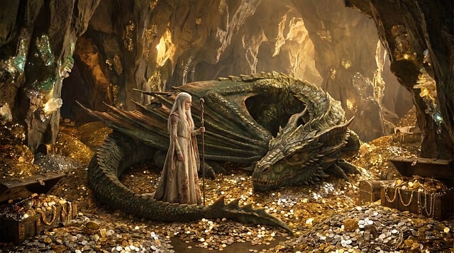 Free woman dragon fantasy illustration