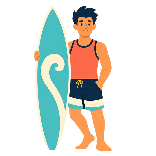 Free surfer surfing surfboard vector