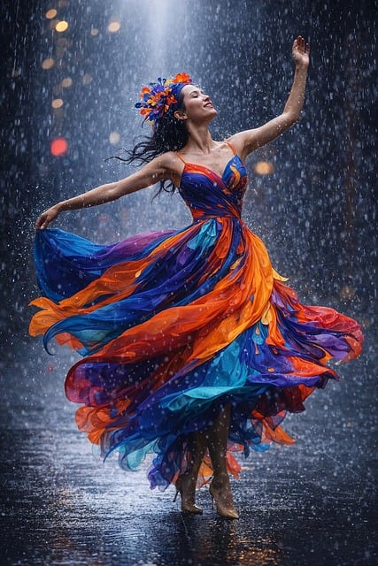 Free dance rain festive illustration