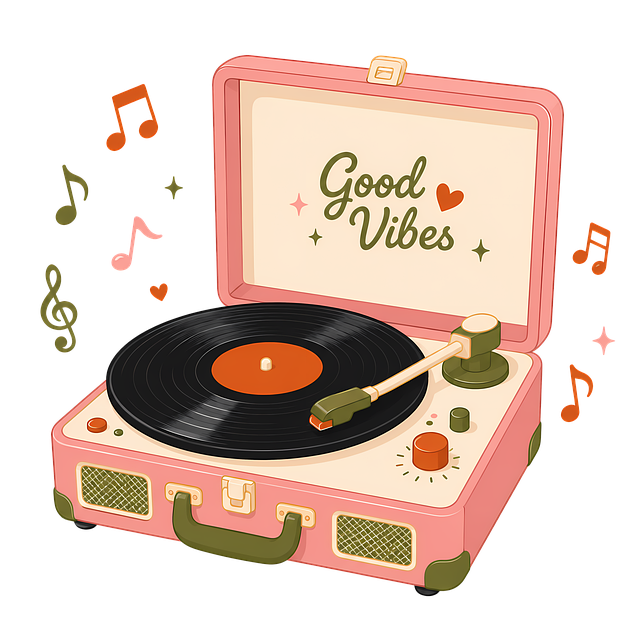 Free record player vinyl good vibes illustration