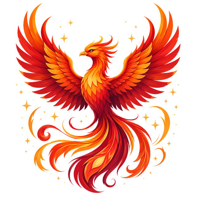 Free phoenix firebird spread wings illustration