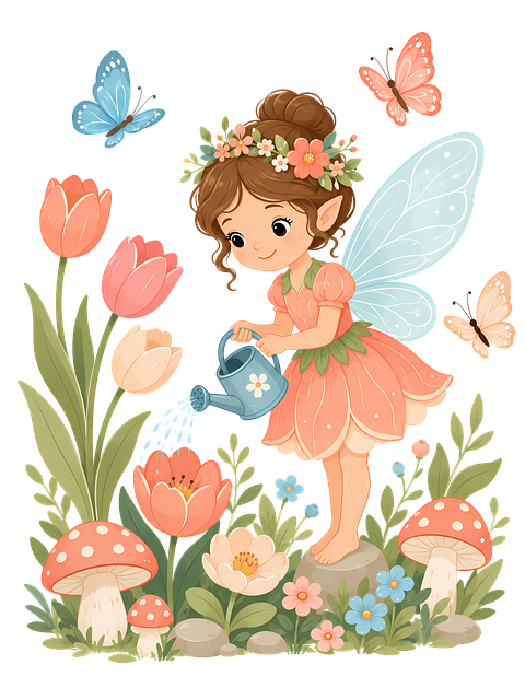 Download free HD stock image of Enchanted Garden Fairy Free enchanted garden fairy garden scene illustration