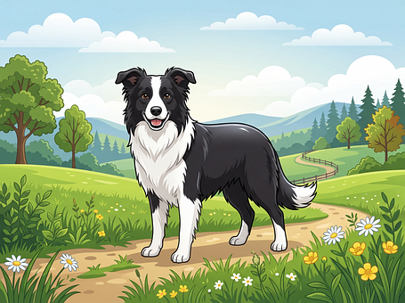 Free Border Collie Dog illustration and picture