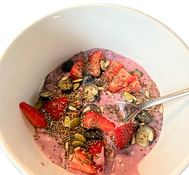 Desayuno, Tazón, Fruta, Yogur, Semillas