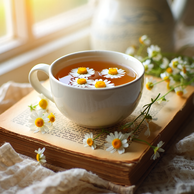 Free chamomile tea flowers mug illustration