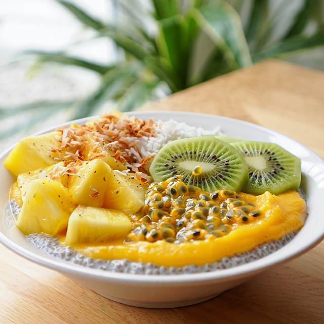 Free chia pudding pineapple kiwi illustration
