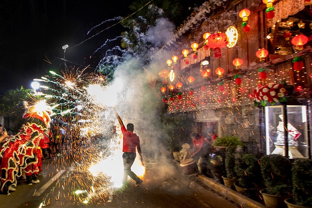 Viering, Lantaarns, Nieuwjaar, Vuurwerk