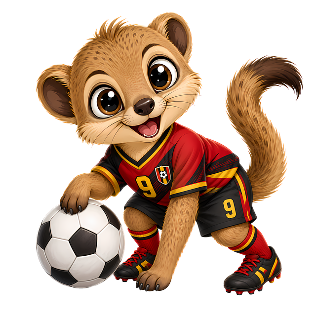 Free cute mongoose soccer player cartoon mascot illustration