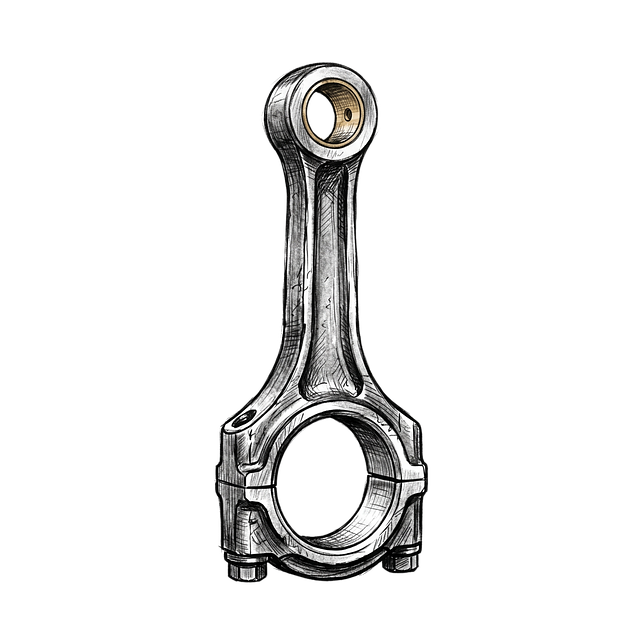 Free connecting rod mechanical rod engine part illustration