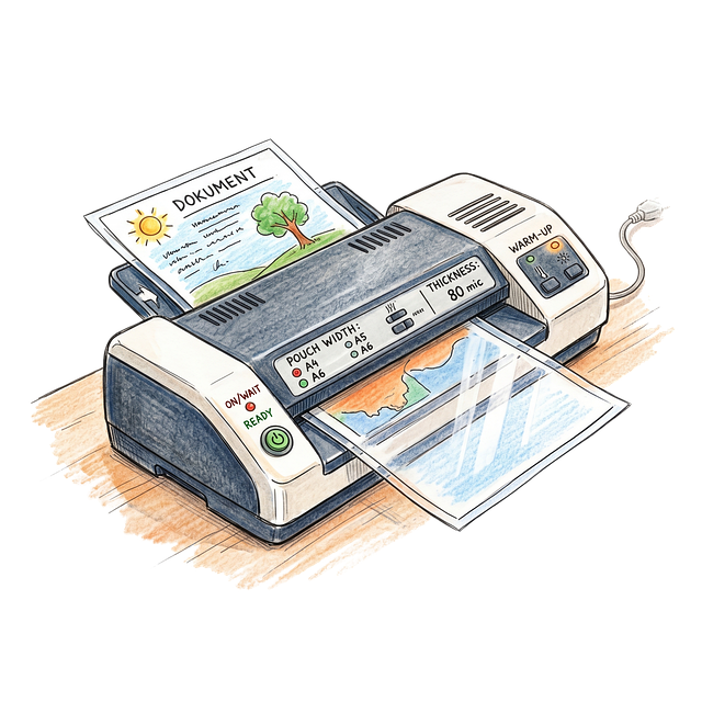 Free laminator document wooden surface illustration