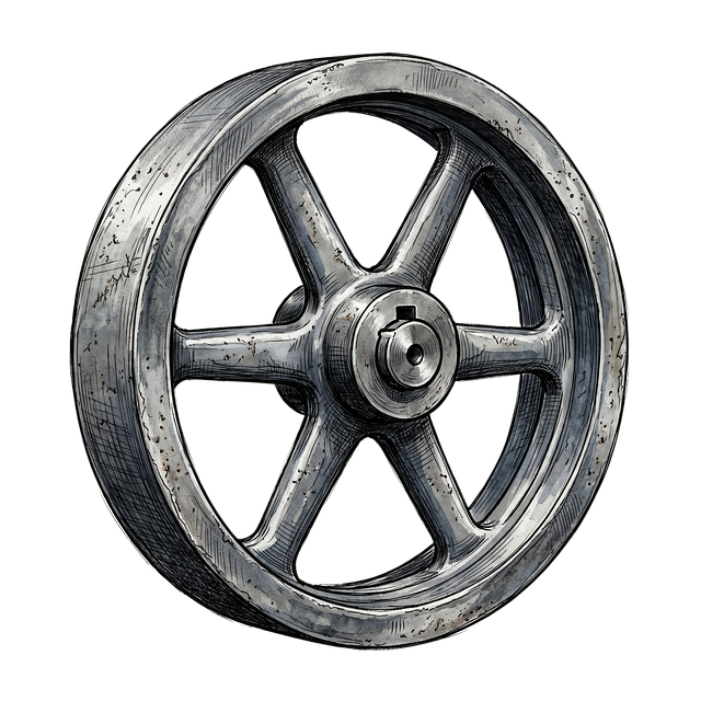 Free flywheel pulley metal illustration
