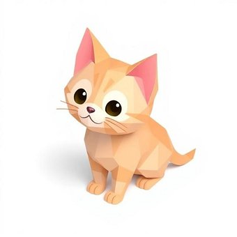 Free Origami Cat Folded Paper illustration and picture