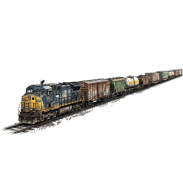 Free long freight train illustration