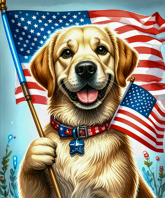 Free Dog American Flag illustration and picture