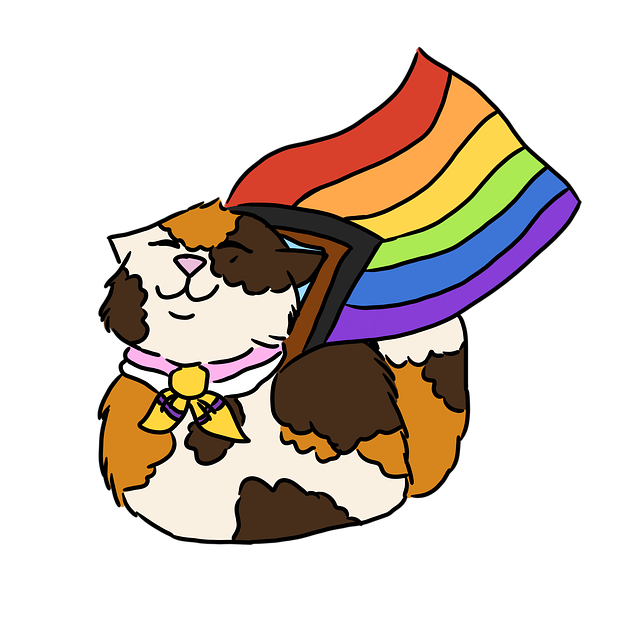 Free cat rainbow flag pride illustration