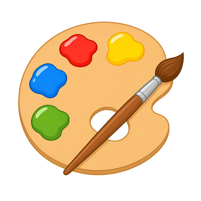 Free artist palette paintbrush wooden palette illustration