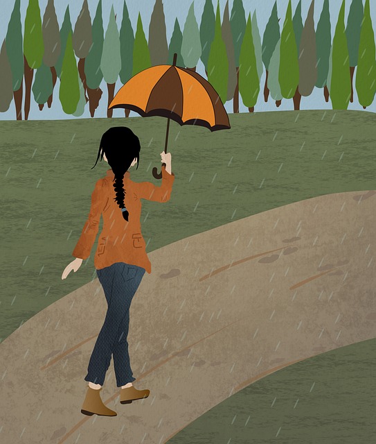 Free rain umbrella forest illustration