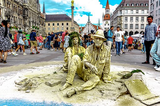 München, Straße, Statue, Sand, Künstler