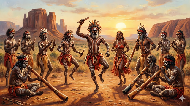 Free australia indigenous traditional dance illustration