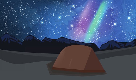 Natt, Camping, Stjerner, Telt, Himmel
