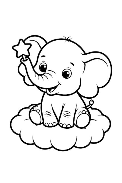 Free Coloring Page Elephant illustration and picture