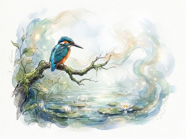 Free kingfisher bird nature illustration