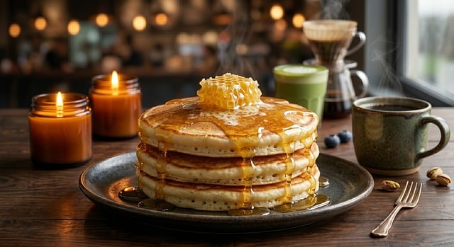 Free pancake stack honeycomb honey illustration