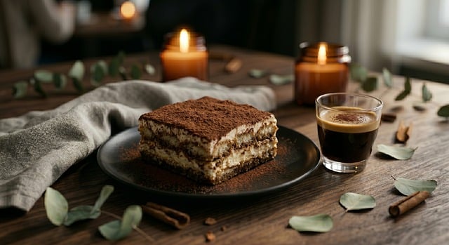 Free tiramisu italian dessert cocoa powder illustration