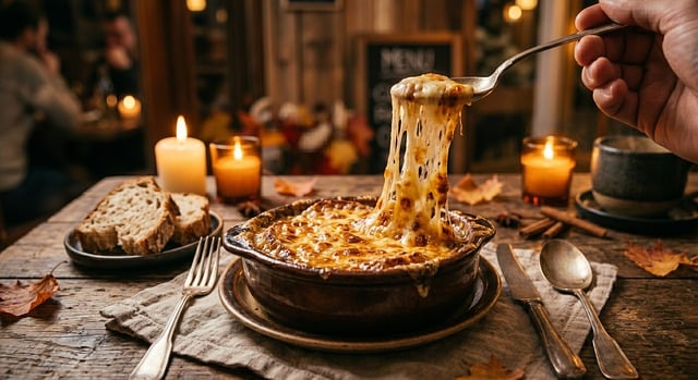 Free french onion soup melted cheese cheese pull illustration
