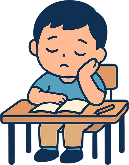 Garoto, Com Sono, Filho, Aluna, Escola