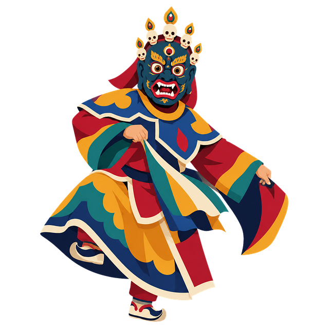 Free bhutan masked dancer festival vector