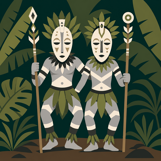 Free masked dancers ceremony ritual illustration
