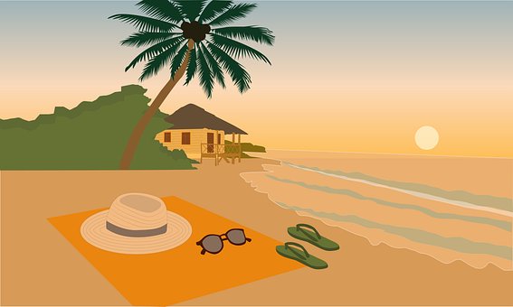 Praia, Verão, Férias, Pôr Do Sol