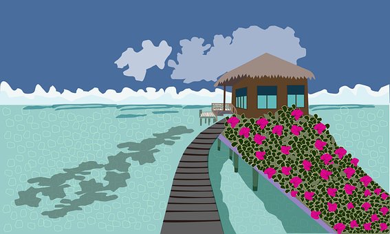 Praia, Oceano, Casa Sobre A Água