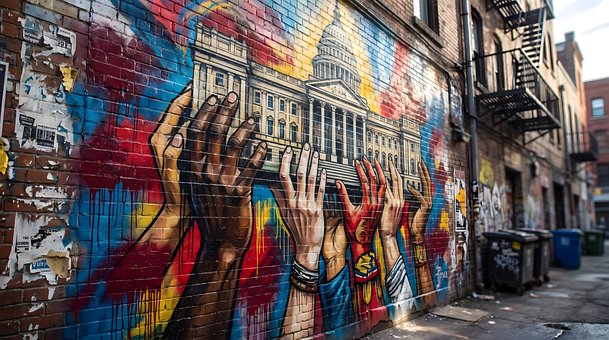 Free Mural Diverse Hands illustration and picture