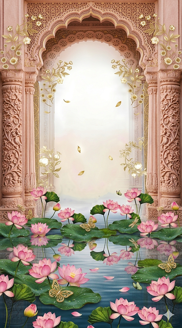 Free Pink Flowers Vintage Architecture illustration and picture