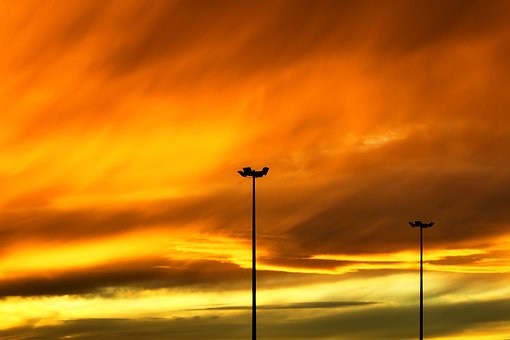 Sonnenuntergang, Himmel, Wolken, Orange