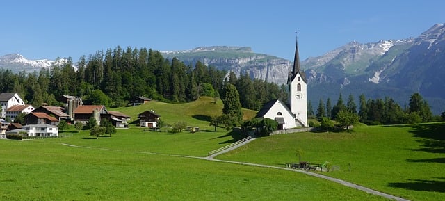 Kirke, Bjerge, Alper, Schweiz, Natur