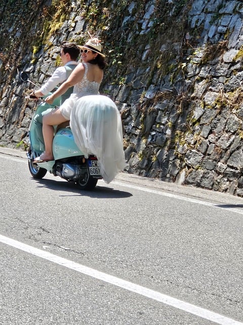 Boda, Novia, Novio, Moto, Vespa