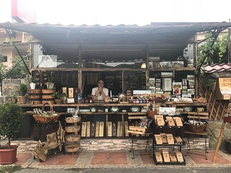 Stand, Souvenirs, Straße, Verkauf