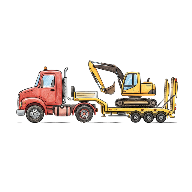 Free red semi-truck yellow illustration