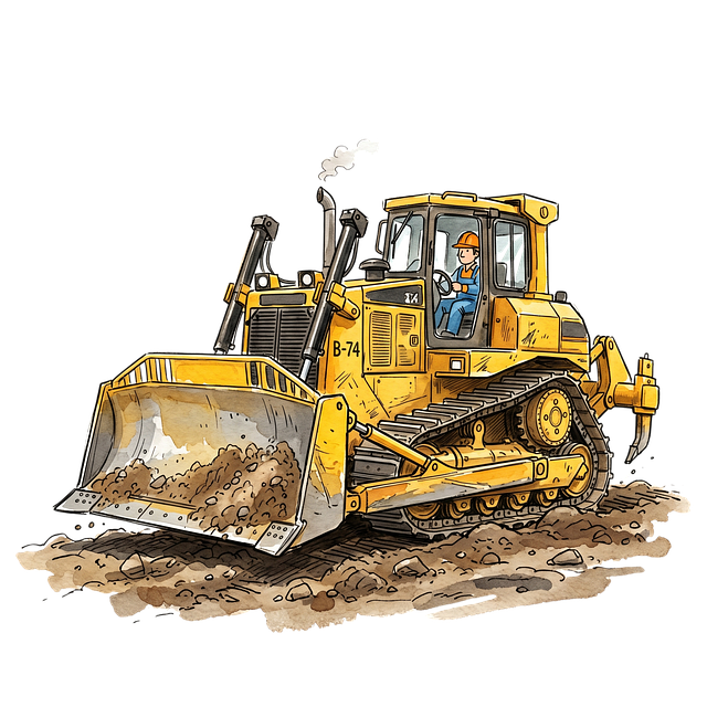Free bulldozer yellow dirt illustration