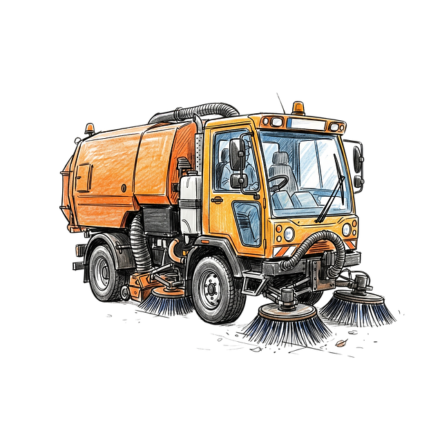 Free orange street sweeper illustration