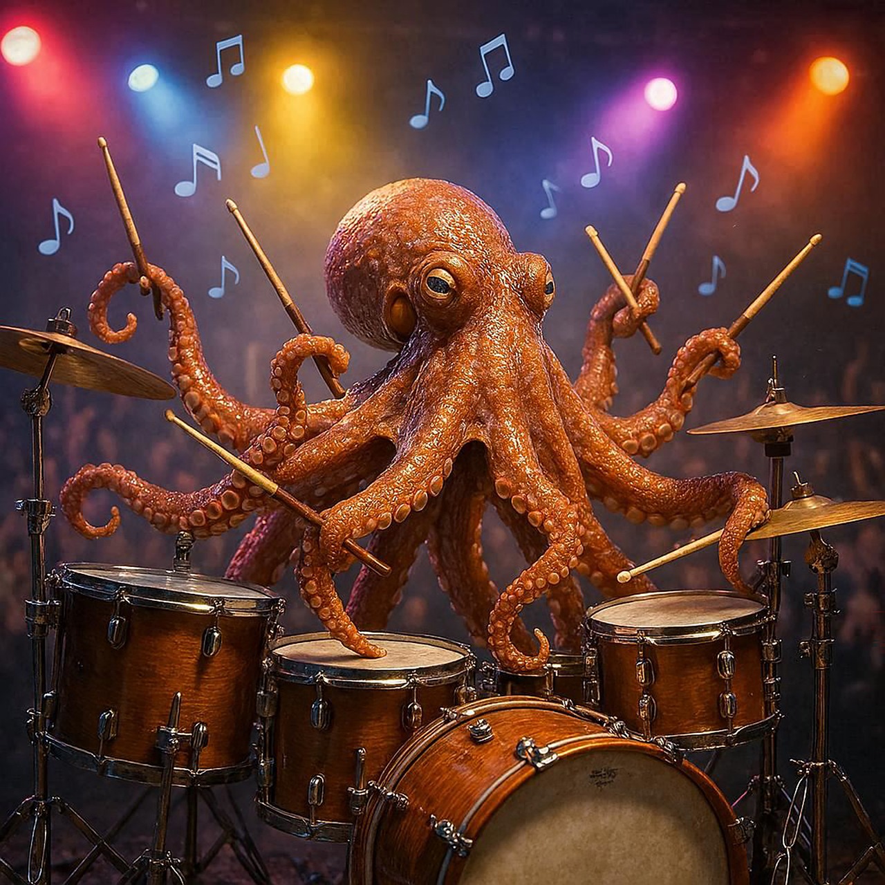 Download free HD stock image of Music Octopus Free music octopus drums illustration