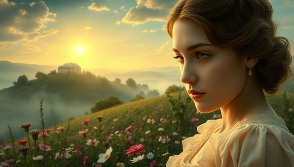 Free Woman Sunset illustration and picture