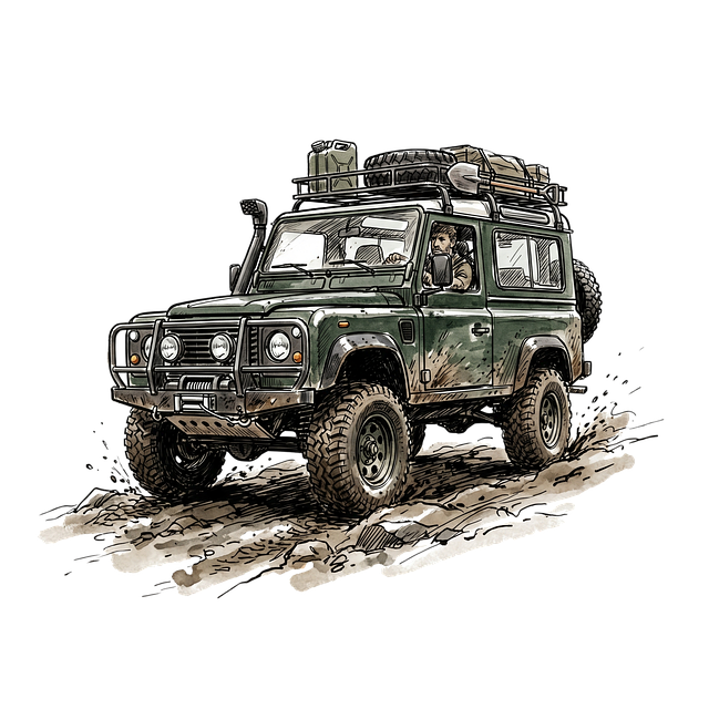 Aquarell, Geländewagen, Abenteuer