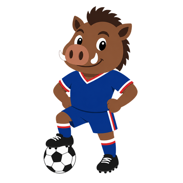 Free boar football mascot blue jersey vector